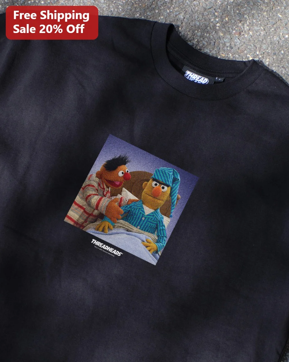 Ernie and Bert Tee Sesame Street Muppets Pajamas Graphic T-Shirt for Adults
