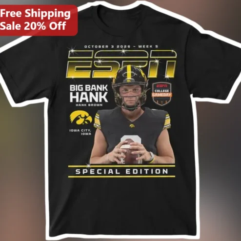 ESPN Big Bank Hank Special Edition Tee Iowa Hawkeyes Football Fan Gift