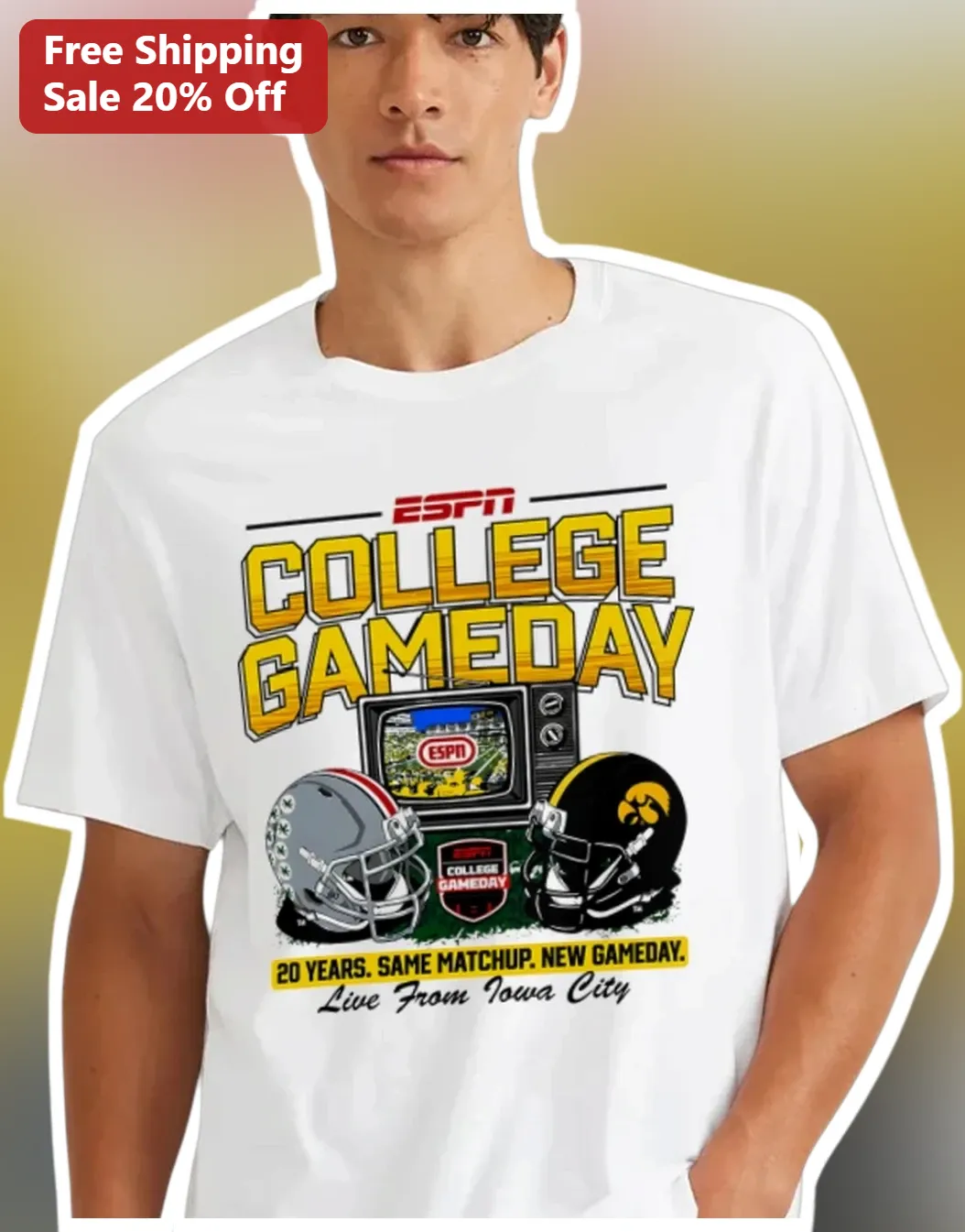 ESPN College GameDay Live From Iowa City Tee 20 Years Same Matchup New GameDay