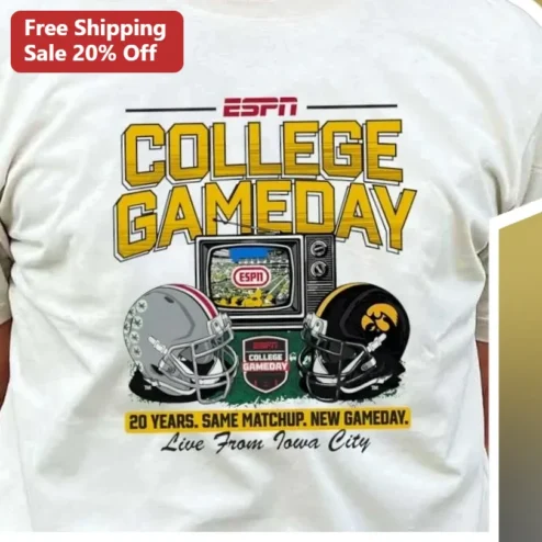 ESPN College GameDay Live From Iowa City Tee 20 Years Same Matchup Ohio State vs Iowa Football Shirt