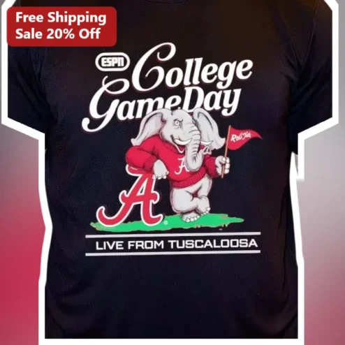 ESPN College GameDay Live From Tuscaloosa Big Al Elephant Tee