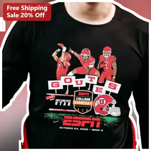 ESPN College Gameday Utah Utes Football Fan Tee Black Long Sleeve Shirt