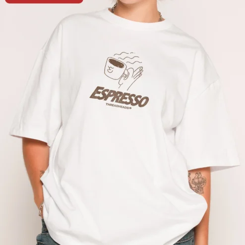 ESPRESSO Tee Coffee Lover Graphic Shirt Barista Gift for Women Men on a hanger, ready to ship from Chicago, Illinois