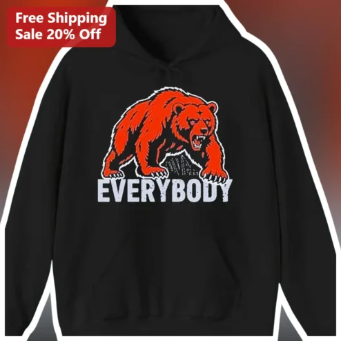 Everybody Bear Graphic Hoodie Distressed Vintage Black Pullover for Men Women available at our Chicago, Illinois warehouse