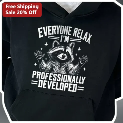 Everyone Relax I'm Professionally Developed Hoodie Funny Programmer Gift for Software Engineer