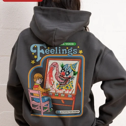 Express Your Feelings Hoodie Retro Vintage Typography Mental Health Awareness Gift for Men on a hanger, ready to ship from Chicago, Illinois