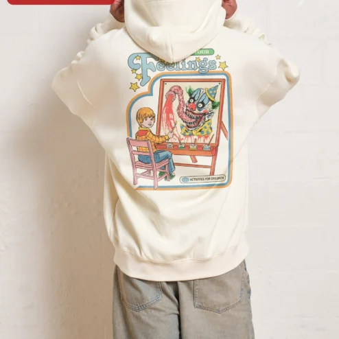 Close-up of Express Your Feelings Hoodie Retro Vintage Typography Mental Health Awareness Gift for Men for streetwear fans in Chicago, Illinois