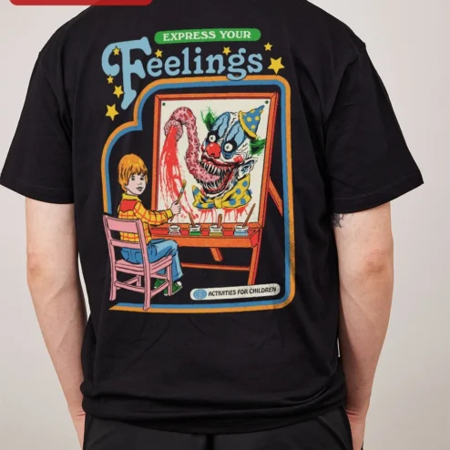 Customer in Chicago, Illinois wearing Express Your Feelings Tee Retro Vintage Typography Graphic T-Shirt Unisex Mental Health Awareness Gi