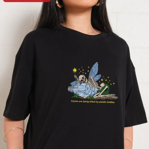 Fairies Are Being Killed By Plastic Bottles Tee Dark Fairy Folklore Environmental Awareness Graphic Shirt
