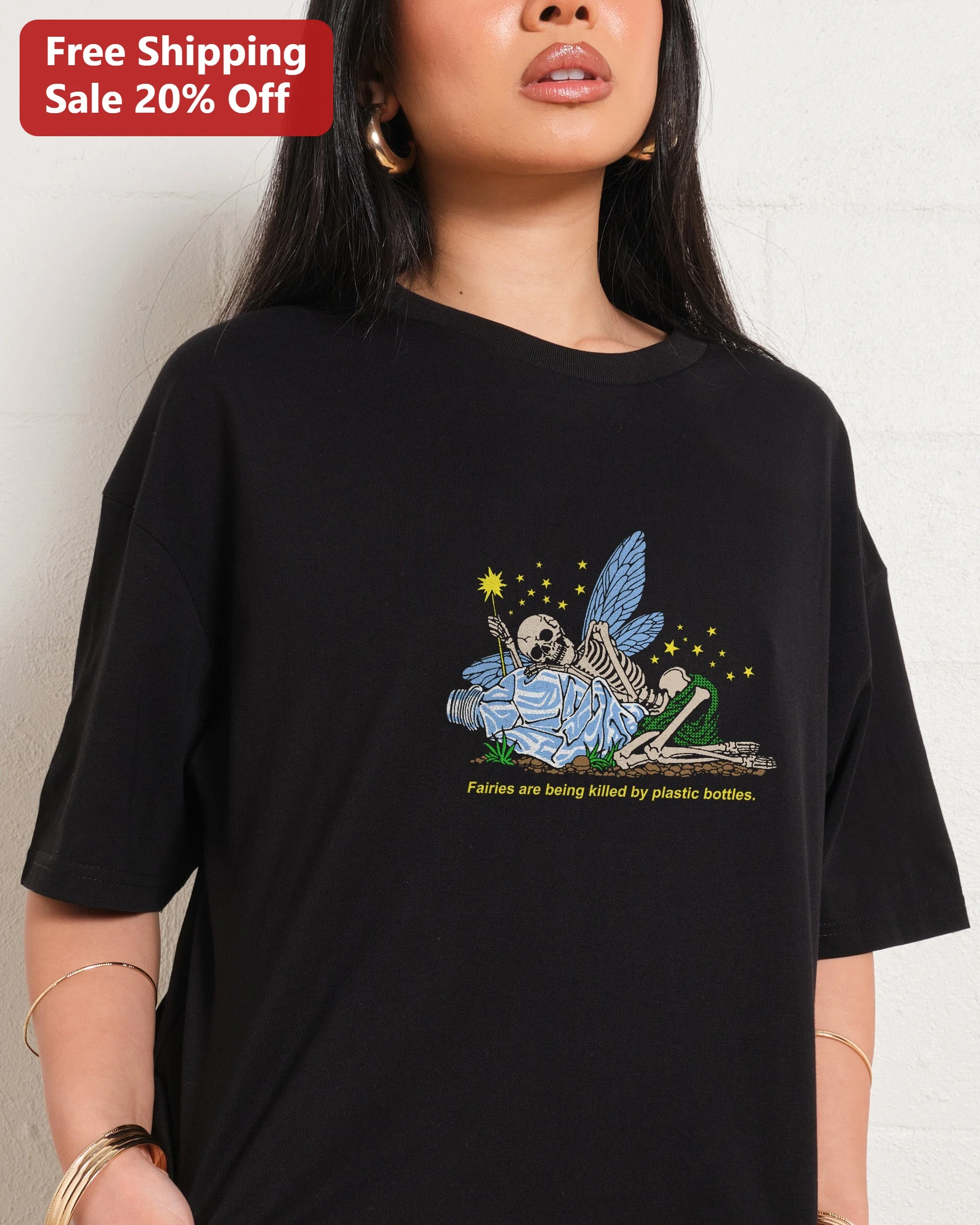 Fairies Are Being Killed By Plastic Bottles Tee Dark Fairy Folklore Environmental Awareness Graphic Shirt