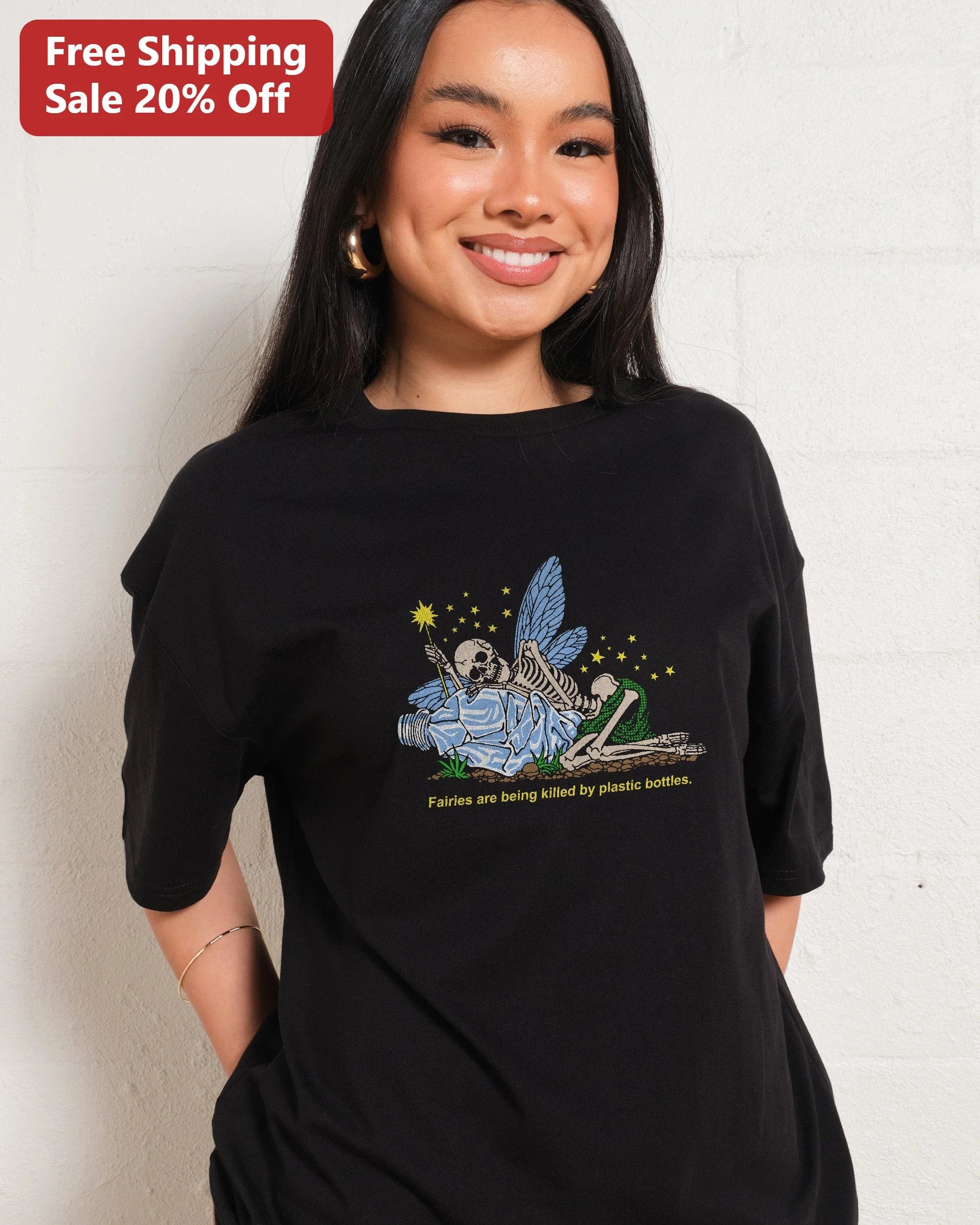 Fairies Are Being Killed By Plastic Bottles Tee Environmental Awareness Graphic Shirt
