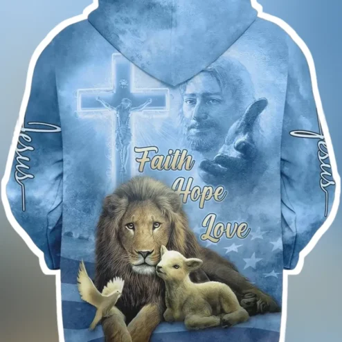 Faith Hope Love Jesus Christian Hoodie 1 Corinthians 13 Gift for Believers