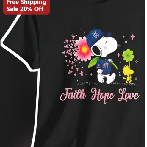 Faith Hope Love Snoopy Detroit Tigers Graphic Tee
