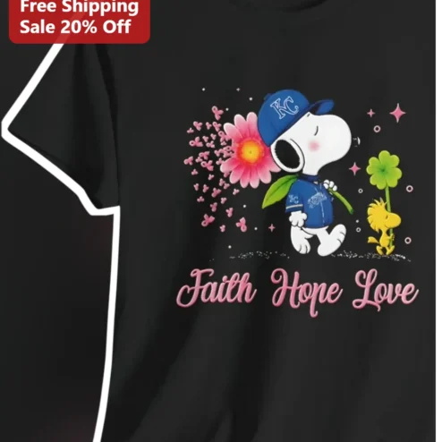 Faith Hope Love Snoopy Kansas City Royals Tee Christian Baseball Fan Gift