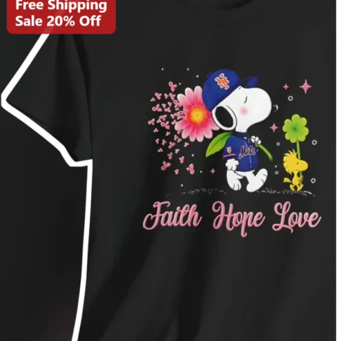 Faith Hope Love Snoopy New York Mets Tee Christian Gift Baseball Fan Shirt