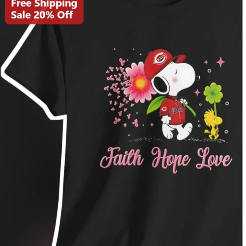 Faith Hope Love Snoopy Tee Christian Peanuts Baseball Gift for Women Men
