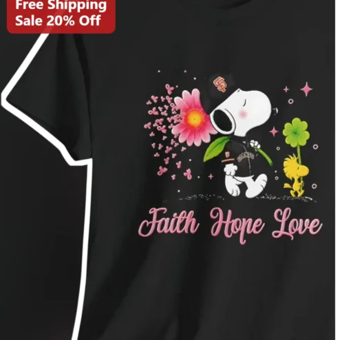 Faith Hope Love Snoopy Tee Peanuts Woodstock Christian Gift for Women Men