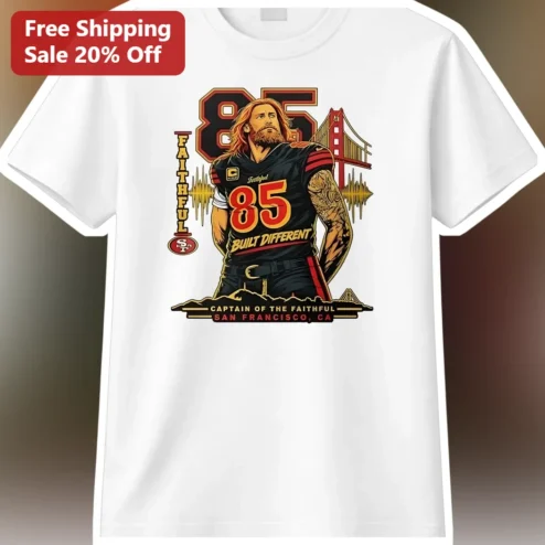 Faithful Built Different Captain of the Faithful George Kittle Tee