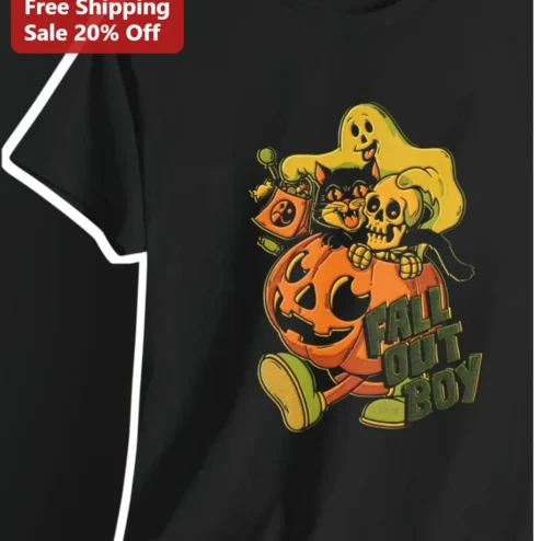 Fall Out Boy Halloween Pumpkin Vintage Cartoon Graphic Tee