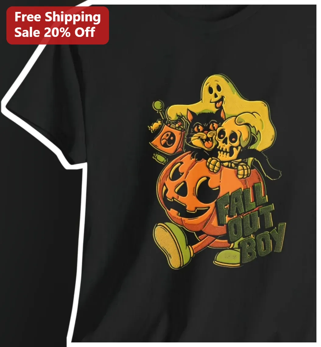 Fall Out Boy Halloween Pumpkin Vintage Cartoon Graphic Tee
