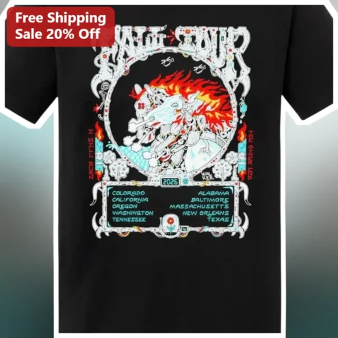 Fall Tour The Whole Band On Fire Grateful Dead Tee Steal Your Face Skull Psychedelic Rock Concert Me available at our Chicago, Illinois warehouse