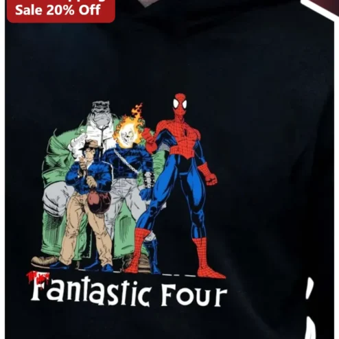 Fantastic Four Hoodie Vintage Comic Book Style Spider-Man Ghost Rider Luke Cage Wolverine Graphic Sweatshirt for Men