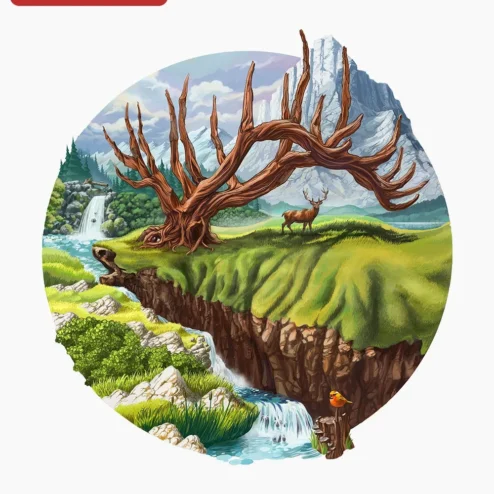 Fantasy Nature Scene With Stag And Antler Tree Tee on a hanger, ready to ship from Chicago, Illinois