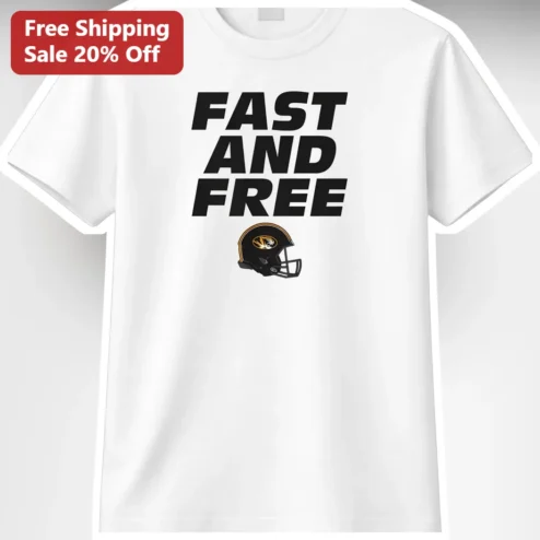 Fast And Free Football Helmet Graphic Tee For Men