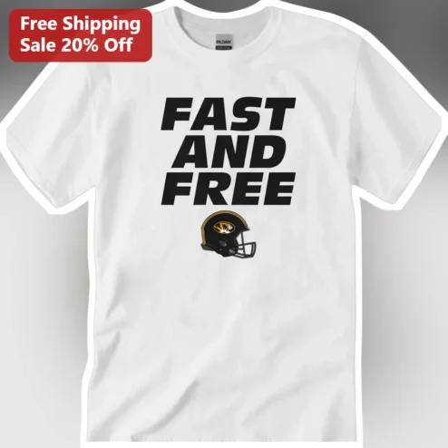 Fast and Free Football Tiger Mascot Graphic Tee for Men Women