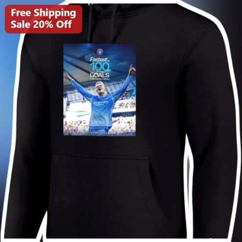 Fastest to Goals Hoodie Erling Haaland Premier League Record Soccer Fan Gift