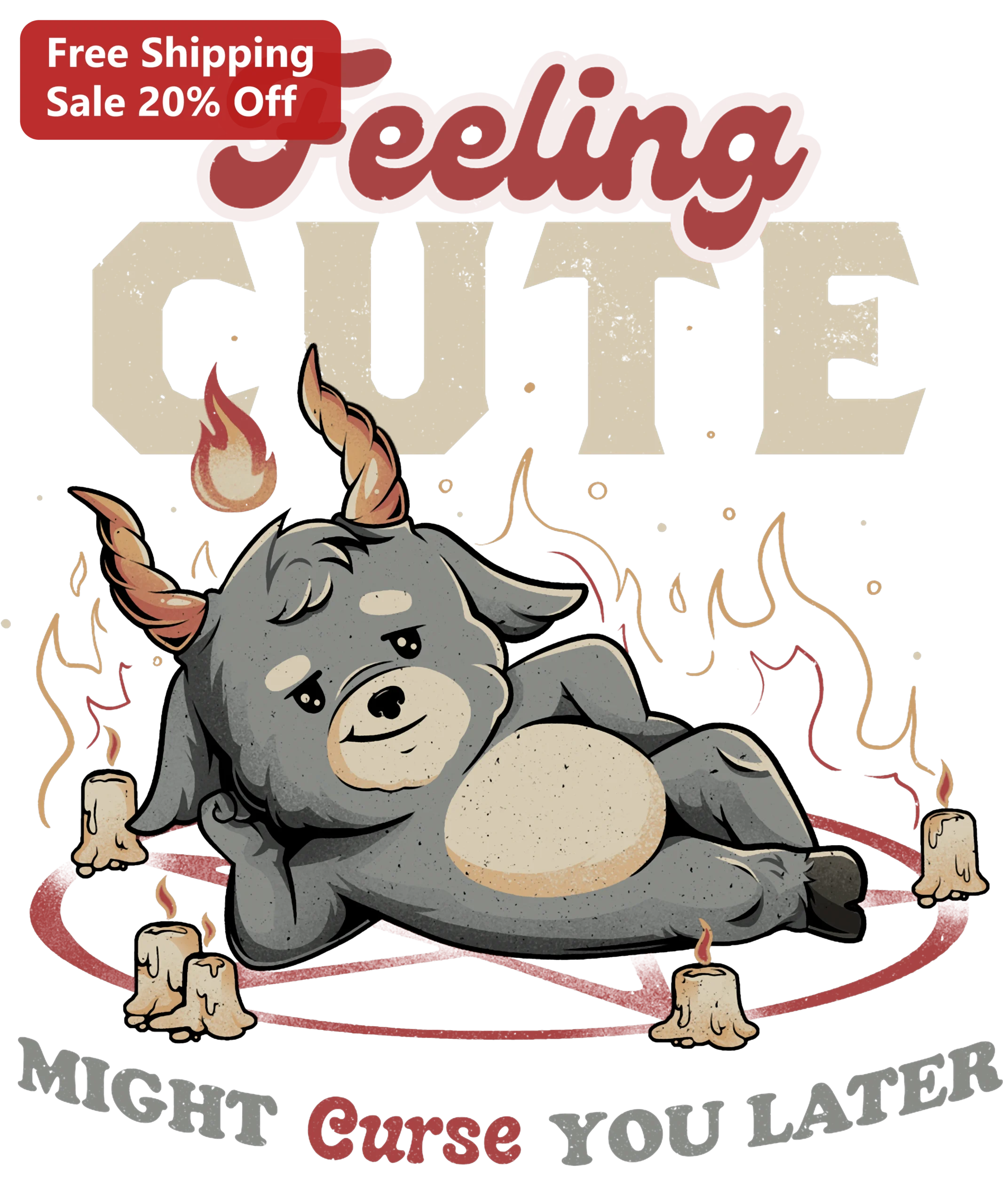 Feeling Cute Might Curse You Later Tee Halloween Witchy Goat Graphic Shirt