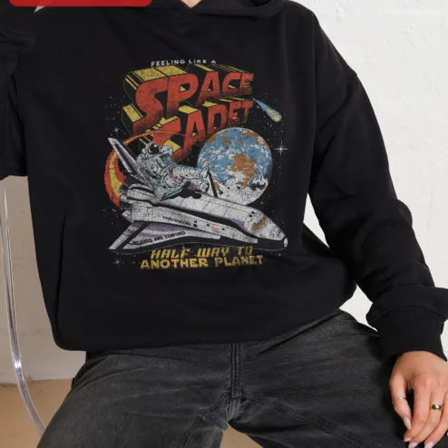 Feeling Like A Space Cadet Half Way To Another Planet Hoodie Retro Astronaut Sci-Fi Humor Gift