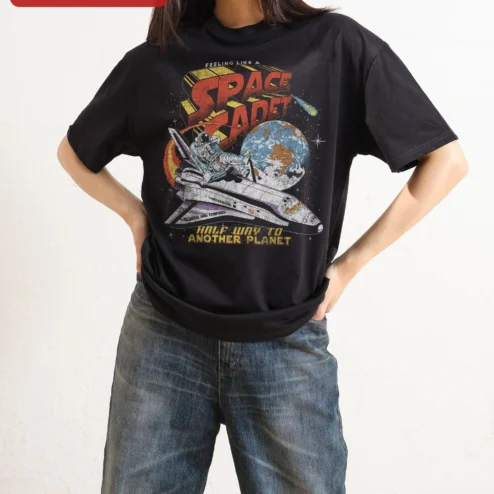 Feeling Like A Space Cadet Half Way To Another Planet Retro Astronaut Graphic Tee