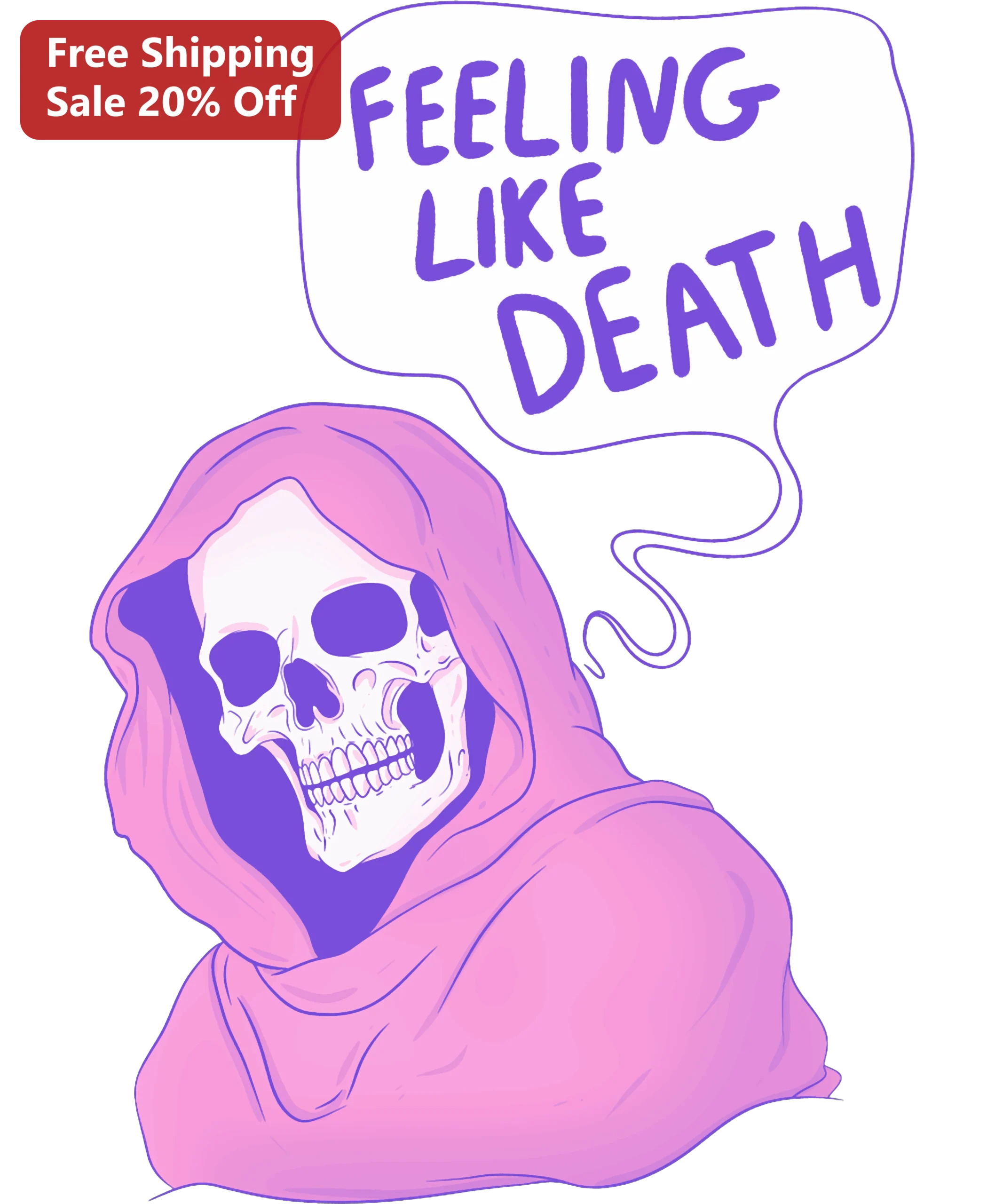 Feeling Like Death Graphic Design Pastel Goth Skeleton Hoodie Art