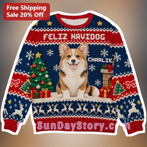 Feliz Navidog Ugly Christmas Sweater Corgi Dog Lover Holiday Gift