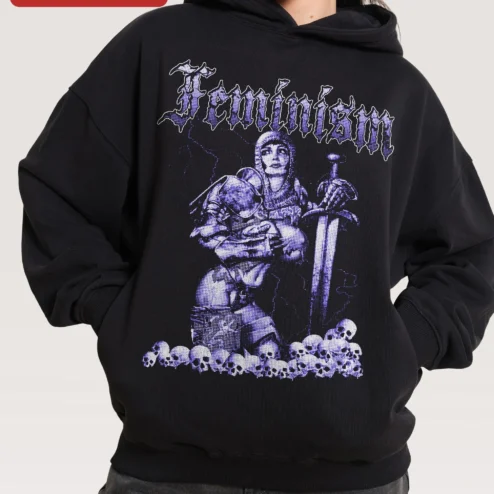 Feminism Hoodie Dark Feminine Warrior Knight Graphic Pullover for Women