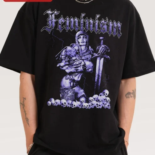 Feminism Joan of Arc Oversized Tee Dark Academia Punk Graphic T-Shirt for Women