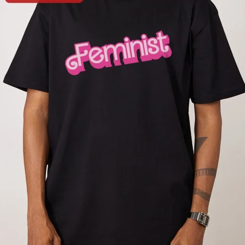 Feminist Tee Retro Y2K Pink Typography Statement Shirt for Women