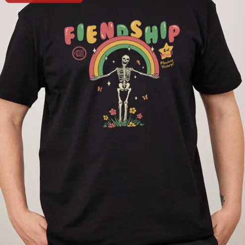 FIENDSHIP Evil Wins Flawless Victory Graphic Tee Funny Gaming Shirt for Men Women