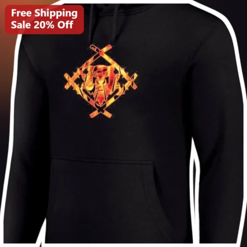 Fiery Skeleton Scythe Reaper Hoodie Gothic Dark Fantasy Halloween Apparel for Men Women
