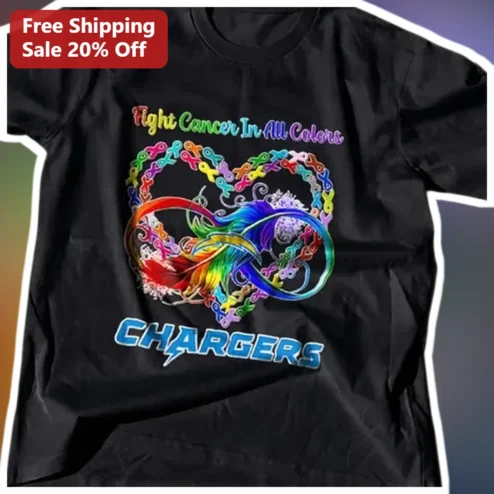 Fight Cancer In All Colors Chargers Tee, NFL Fan Awareness Support Shirt for Survivors and Fighters