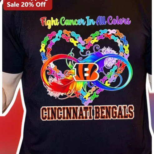 Fight Cancer In All Colors Cincinnati Bengals Tee NFL Awareness Shirt Gift for Fans
