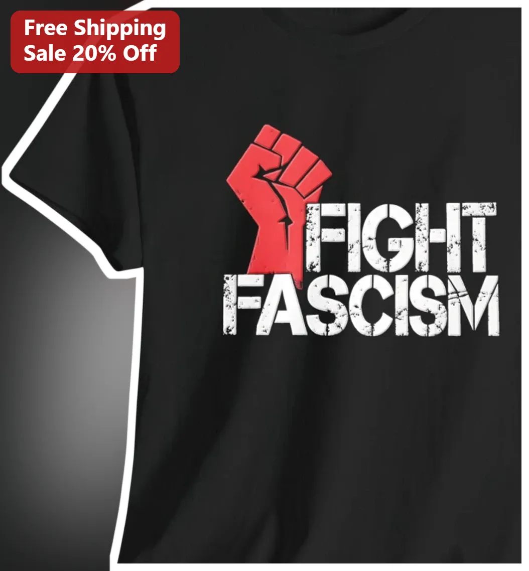 Fight Fascism Raised Fist Graphic Tee for Men