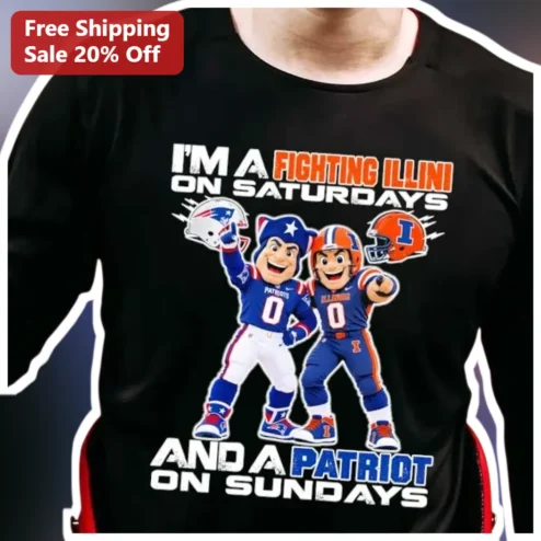 Fighting Illini On Saturdays And A Patriot On Sundays Tee Dual Team Fan Gift