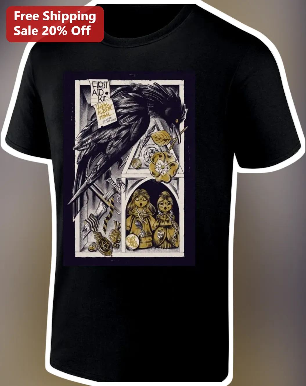 First Aid Kit Gothic Crow Occult Art Tee Dark Academia Witchy Apparel Gift