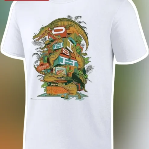 FISH Tee Vintage Travel Luggage Crocodile Graphic Shirt Funny Fishing Gift for Men Women