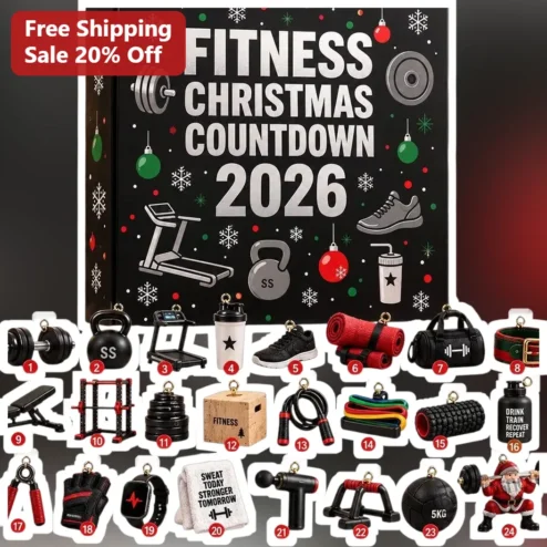 FITNE Christmas Countdown Fitness Advent Calendar Ornament Sweat Today Stronger Tomorrow Gym Gift