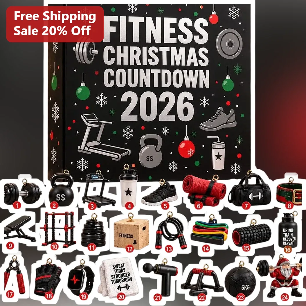 FITNE Christmas Countdown Fitness Advent Calendar Ornament Sweat Today Stronger Tomorrow Gym Gift