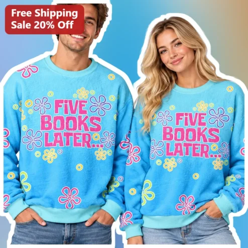 FIVE BOOKS LATER... Retro Floral Sweatshirt Funny Book Lover Gift for Readers