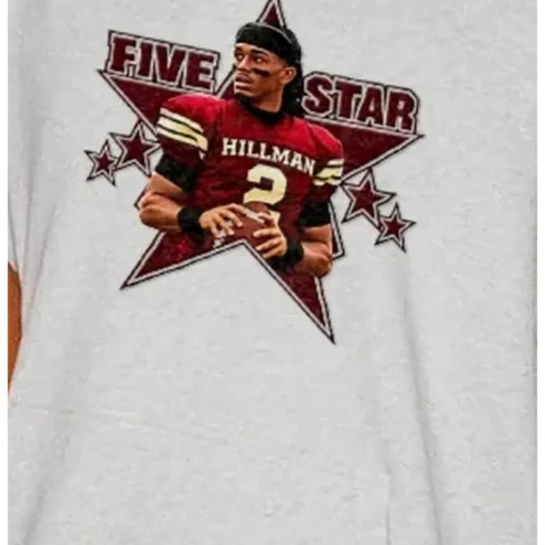 Five Star Football Player Graphic Tee Custom Name Personalized Athlete Gift